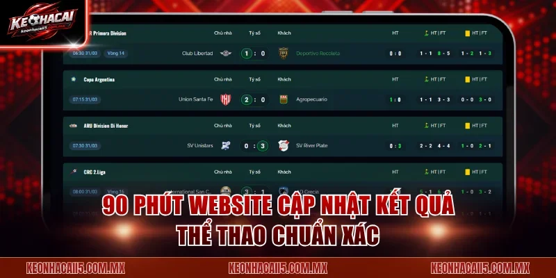 90 Phút website cập nhật kết quả thể thao chuẩn xác