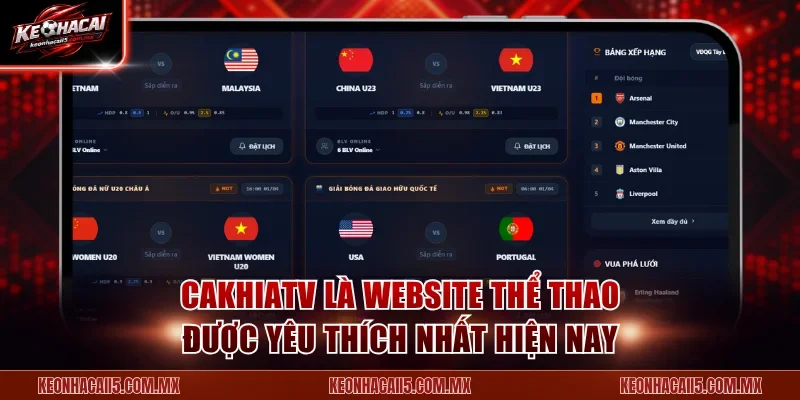 CakhiaTV là website thể thao được yêu thích nhất hiện nay