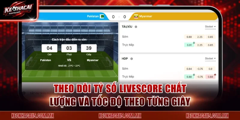 Theo dõi tỷ số livescore chất lượng và tốc độ theo từng giây